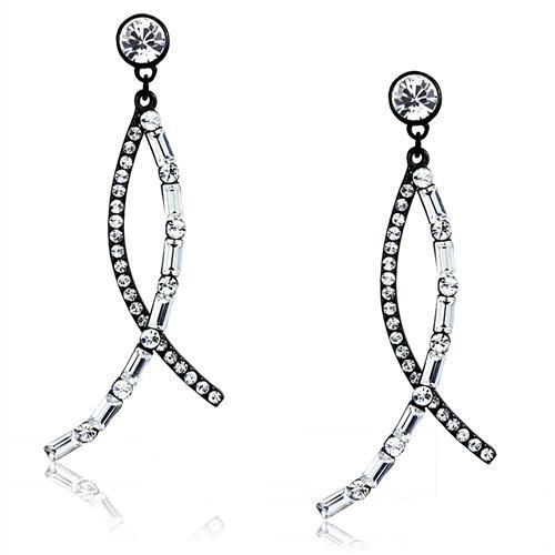 TK2635 - Stainless Steel Earrings IP Light Black  (IP Gun) Women Top Grade Crystal Clear