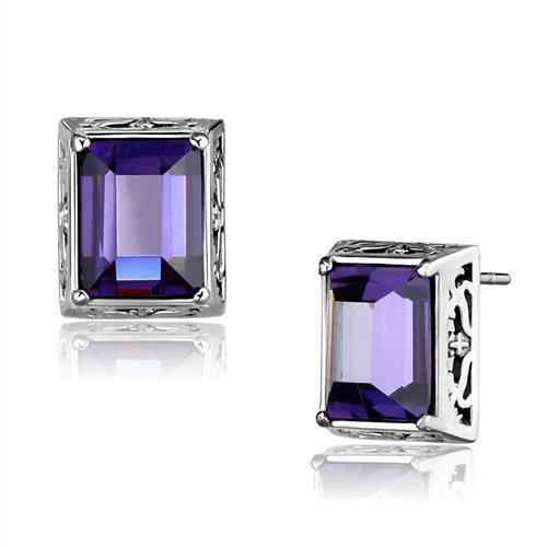 TK2636 - Stainless Steel Earrings High polished (no plating) Women AAA Grade CZ Amethyst