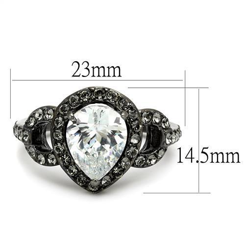 TK2655 - Stainless Steel Ring IP Light Black  (IP Gun) Women AAA Grade CZ Clear