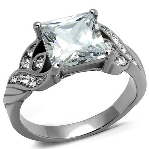 TK2657 - Stainless Steel Ring High polished (no plating) Women AAA Grade CZ Clear