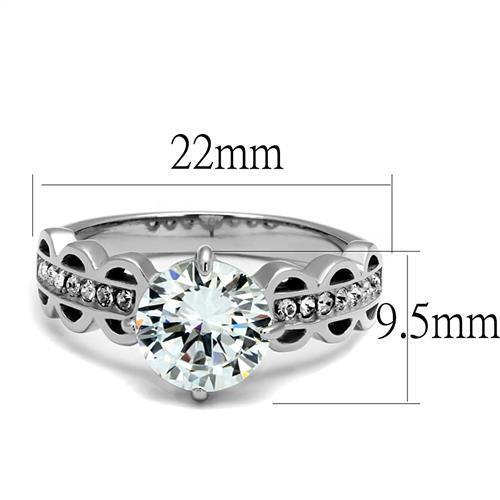 TK2658 - Stainless Steel Ring High polished (no plating) Women AAA Grade CZ Clear