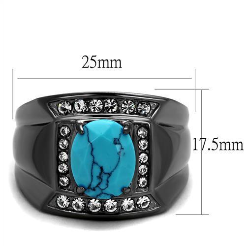 TK2662 - Stainless Steel Ring IP Light Black  (IP Gun) Men Synthetic Sea Blue