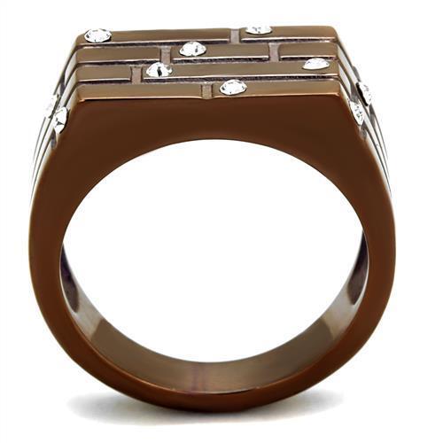 TK2664 - Stainless Steel Ring IP Coffee light Men Top Grade Crystal Clear