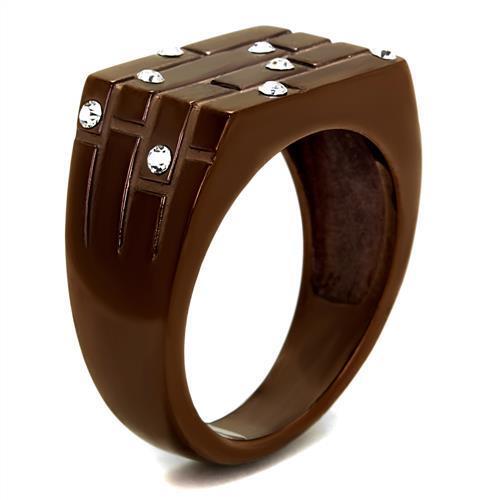 TK2664 - Stainless Steel Ring IP Coffee light Men Top Grade Crystal Clear