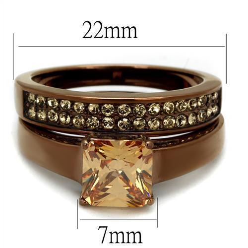 TK2670 - Stainless Steel Ring IP Coffee light Women AAA Grade CZ Champagne