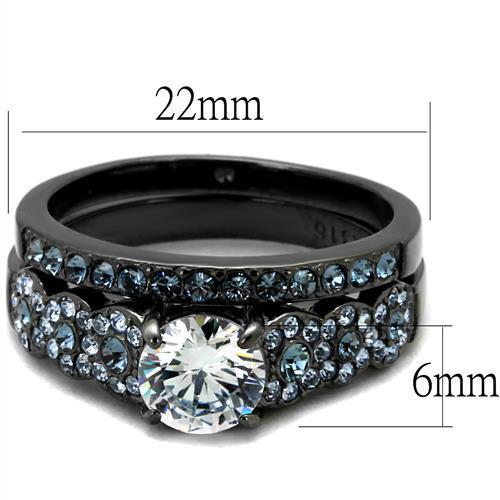 TK2671 - Stainless Steel Ring IP Light Black  (IP Gun) Women AAA Grade CZ Clear