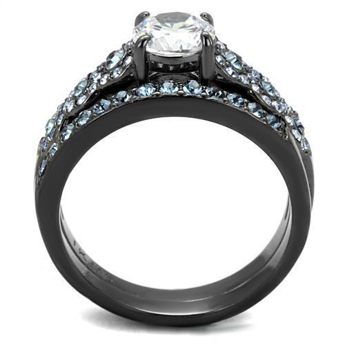 TK2671 - Stainless Steel Ring IP Light Black  (IP Gun) Women AAA Grade CZ Clear