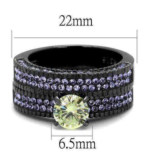 TK2672 - Stainless Steel Ring IP Light Black  (IP Gun) Women AAA Grade CZ Apple Green color