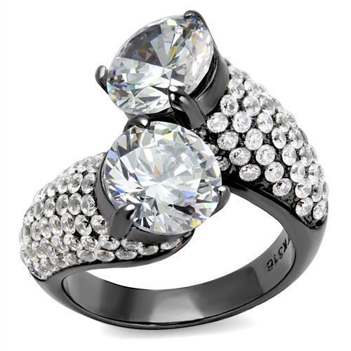 TK2674 - Stainless Steel Ring IP Light Black  (IP Gun) Women AAA Grade CZ Clear