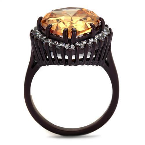 TK2675 - Stainless Steel Ring IP Dark Brown (IP coffee) Women AAA Grade CZ Champagne