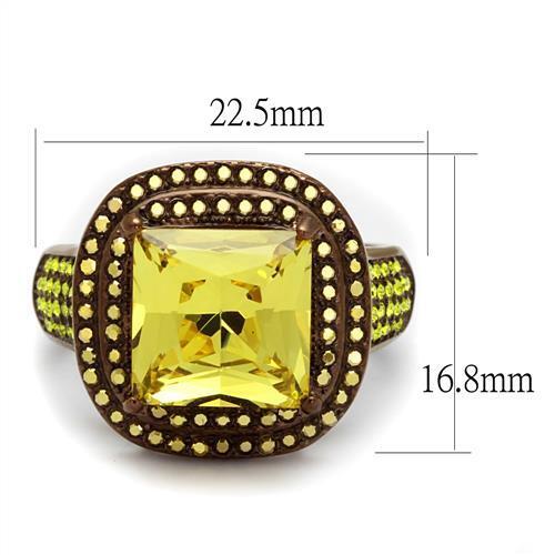 TK2677 - Stainless Steel Ring IP Coffee light Women AAA Grade CZ Topaz