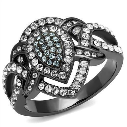 TK2679 - Stainless Steel Ring IP Light Black  (IP Gun) Women Top Grade Crystal Multi Color