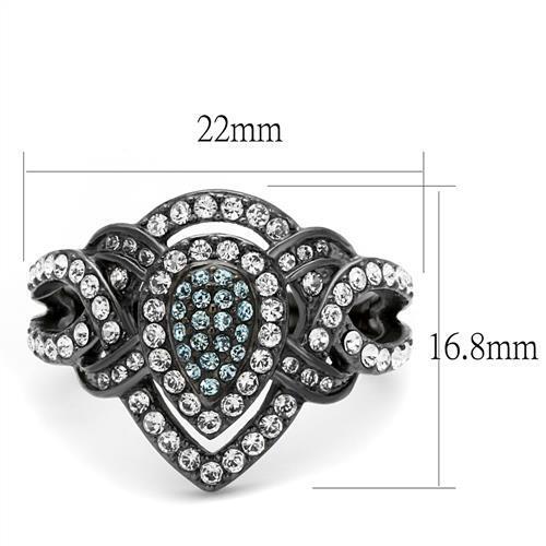 TK2679 - Stainless Steel Ring IP Light Black  (IP Gun) Women Top Grade Crystal Multi Color