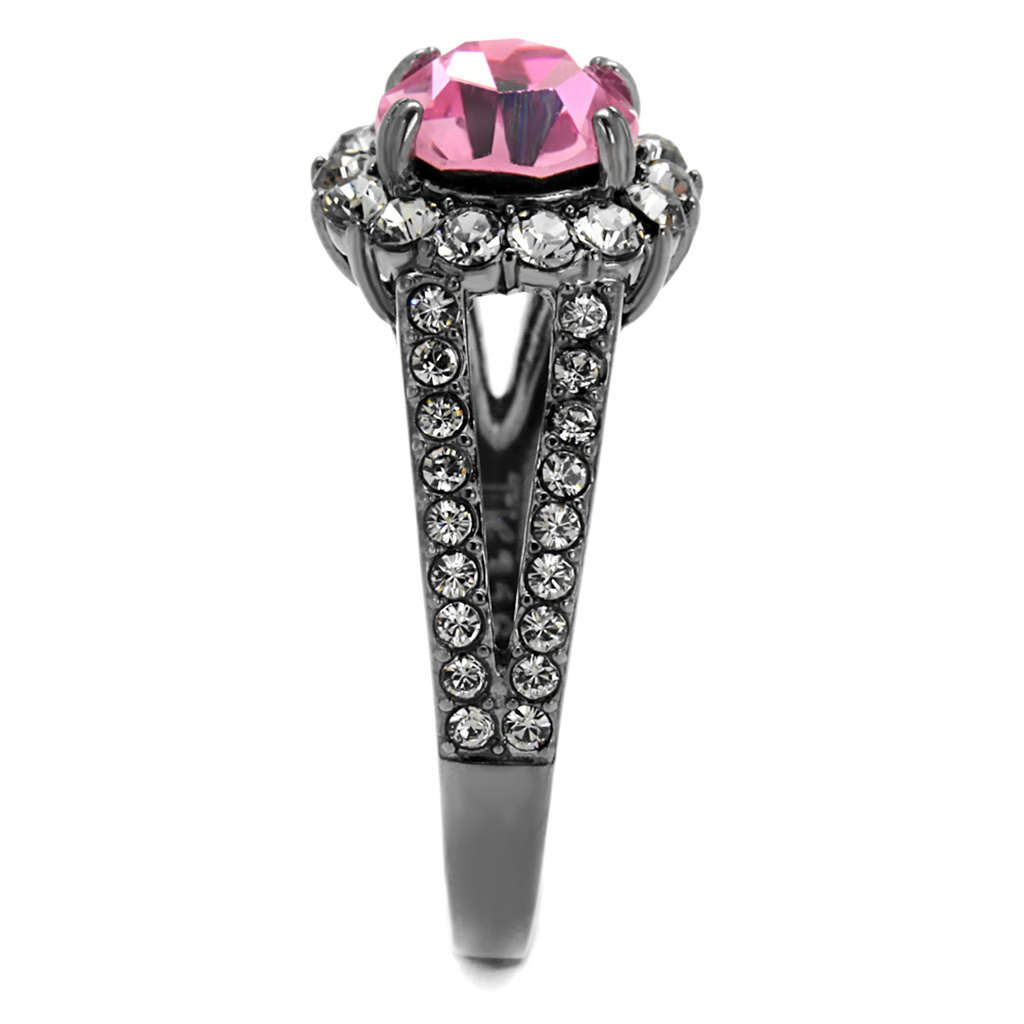 TK2680 - Stainless Steel Ring IP Light Black  (IP Gun) Women Top Grade Crystal Light Rose