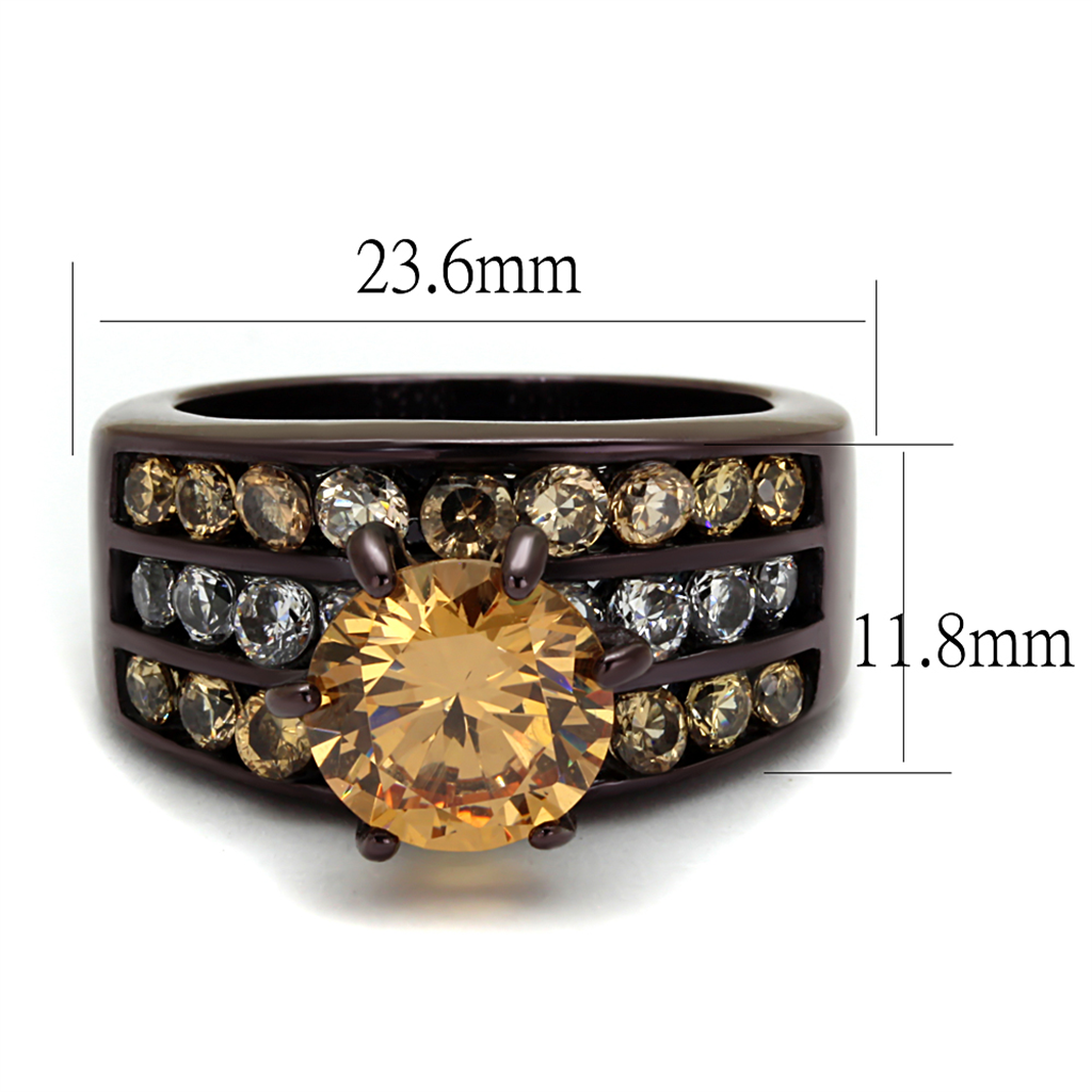 TK2681 - Stainless Steel Ring IP Dark Brown (IP coffee) Women AAA Grade CZ Champagne