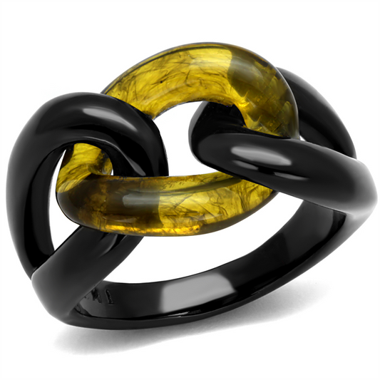 TK2682 - Stainless Steel Ring IP Black(Ion Plating) Women Synthetic Topaz