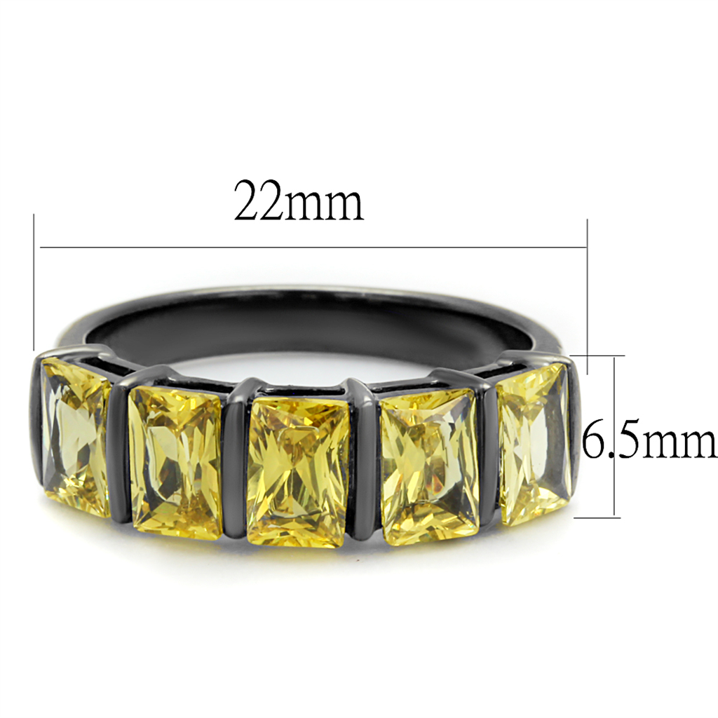 TK2683 - Stainless Steel Ring IP Light Black  (IP Gun) Women AAA Grade CZ Topaz