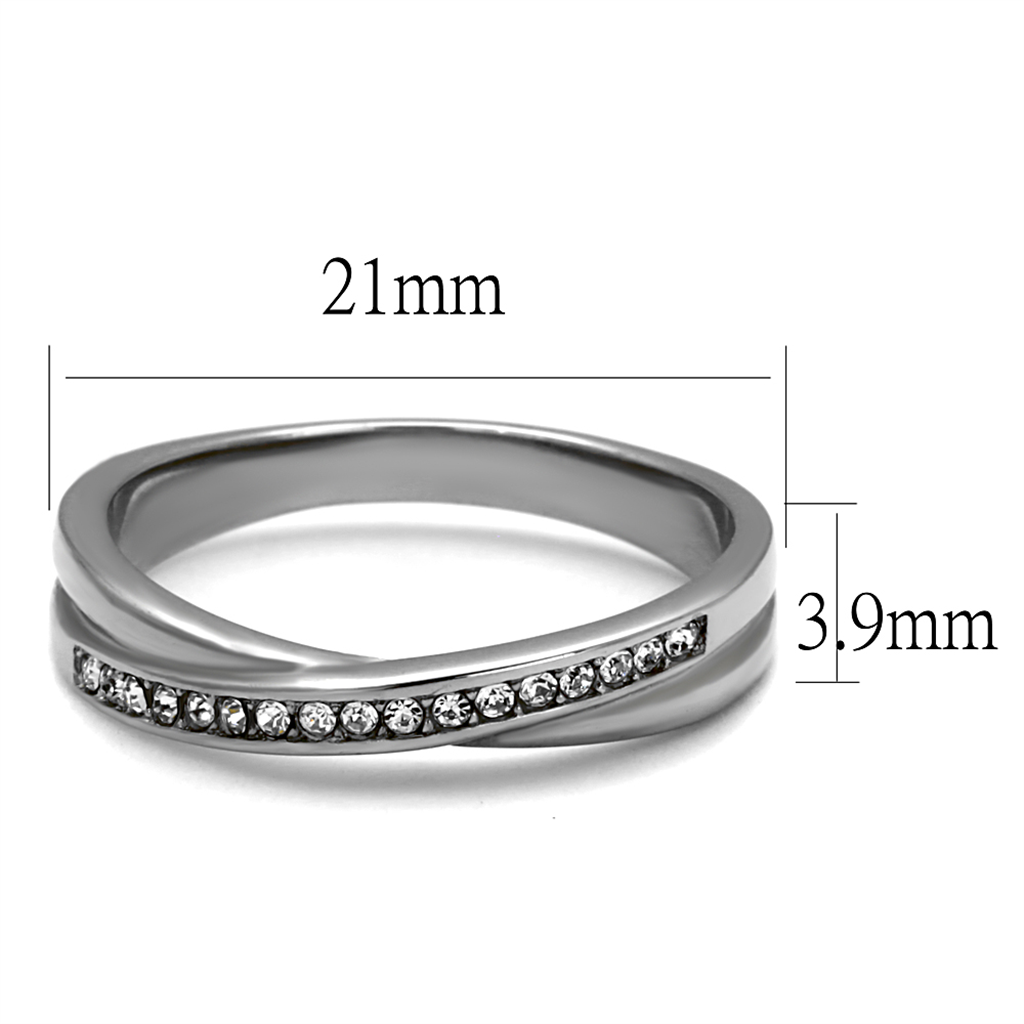 TK2684 - Stainless Steel Ring High polished (no plating) Women Top Grade Crystal Clear