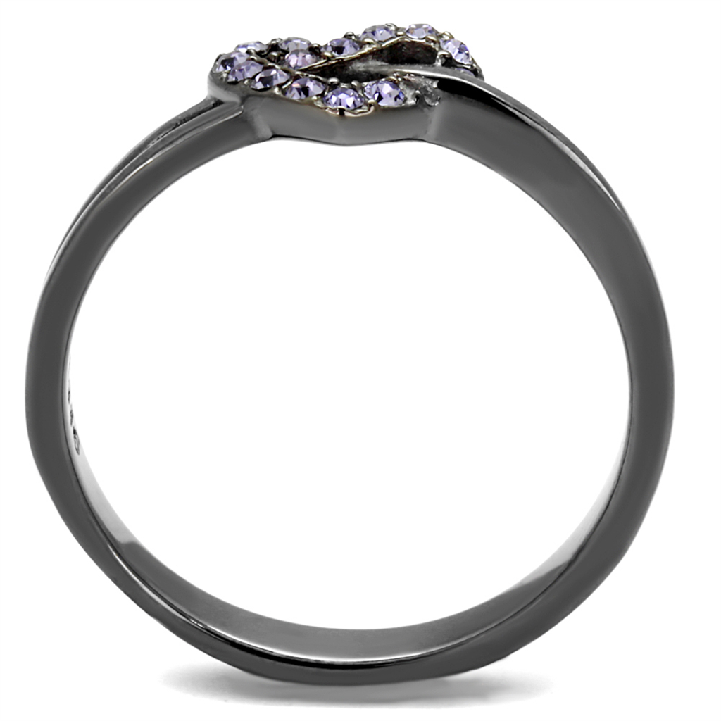 TK2685 - Stainless Steel Ring IP Light Black  (IP Gun) Women Top Grade Crystal Light Amethyst