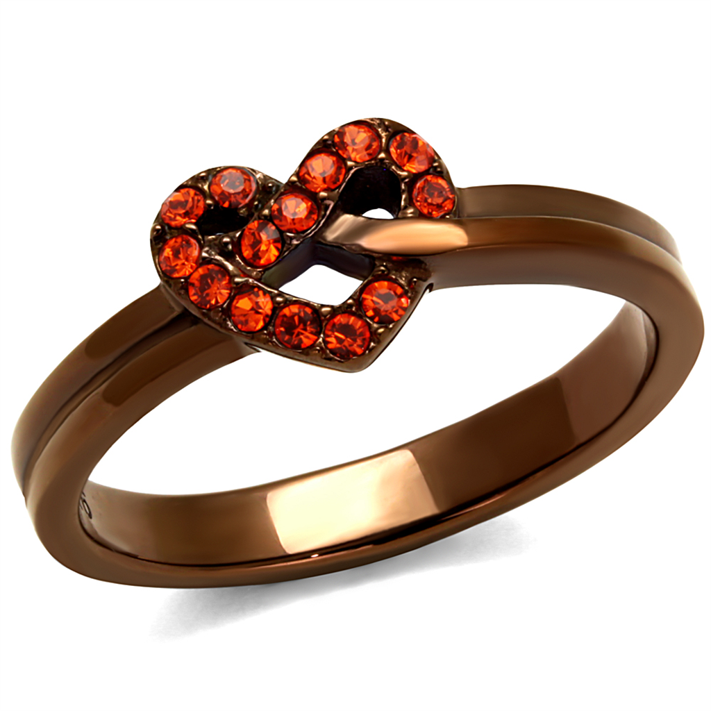 TK2686 - Stainless Steel Ring IP Coffee light Women Top Grade Crystal Orange