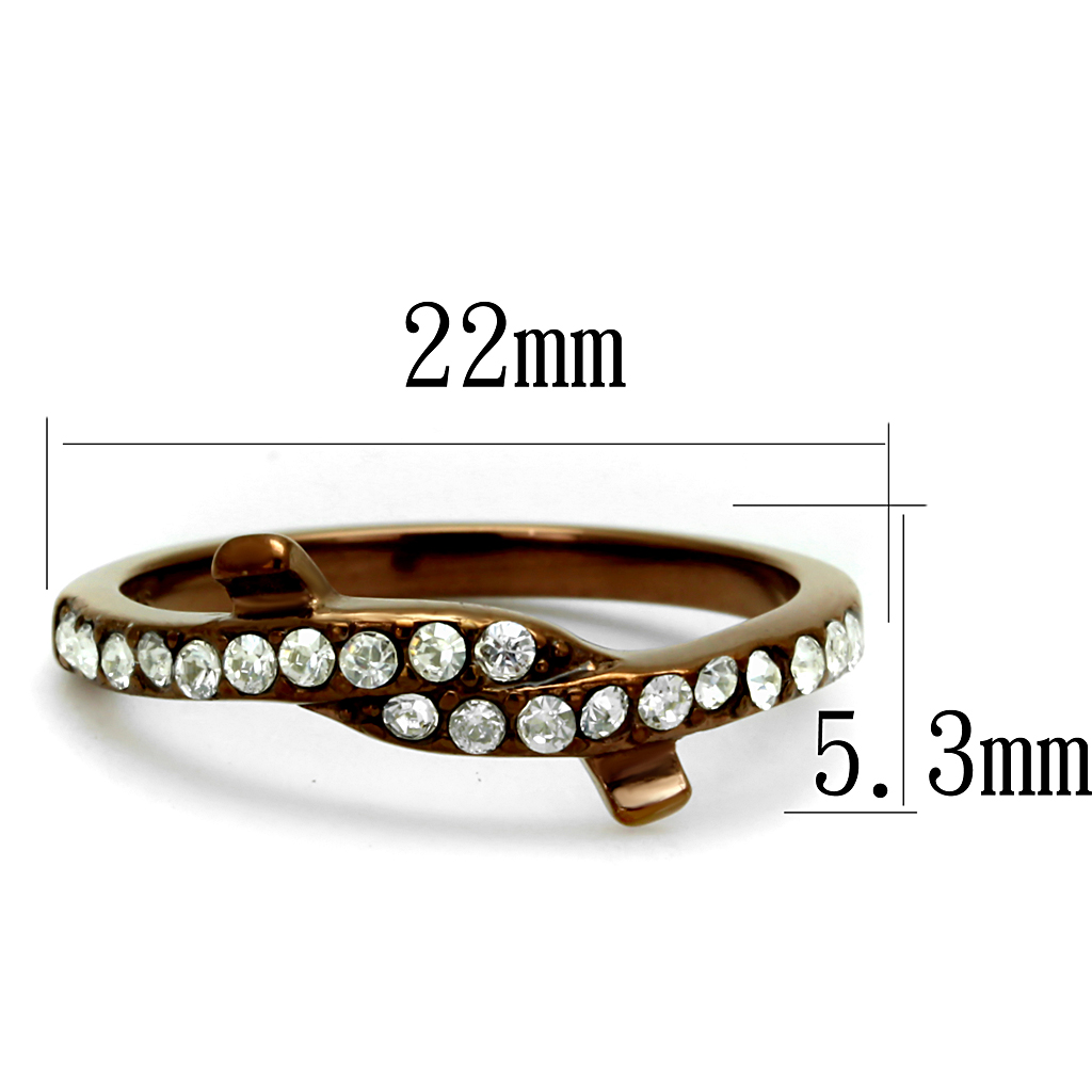 TK2687 - Stainless Steel Ring IP Coffee light Women Top Grade Crystal Clear