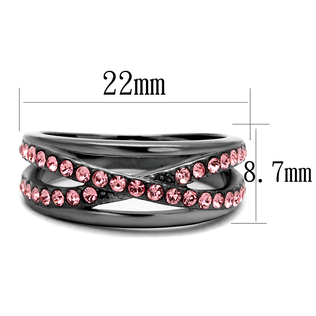 TK2688 - Stainless Steel Ring IP Light Black  (IP Gun) Women Top Grade Crystal Light Peach