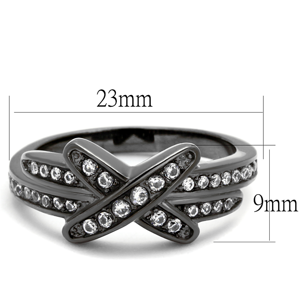 TK2689 - Stainless Steel Ring IP Light Black  (IP Gun) Women AAA Grade CZ Clear