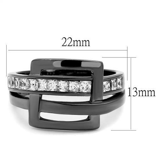 TK2690 - Stainless Steel Ring IP Light Black  (IP Gun) Women AAA Grade CZ Clear