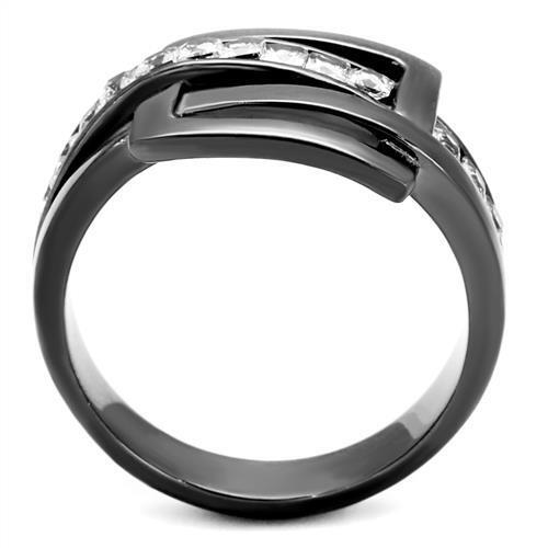 TK2690 - Stainless Steel Ring IP Light Black  (IP Gun) Women AAA Grade CZ Clear