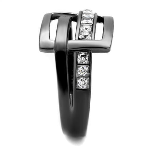 TK2690 - Stainless Steel Ring IP Light Black  (IP Gun) Women AAA Grade CZ Clear