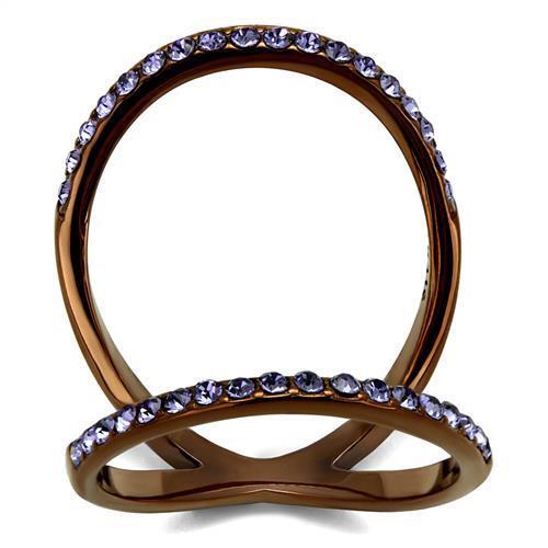 TK2693 - Stainless Steel Ring IP Coffee light Women Top Grade Crystal Tanzanite