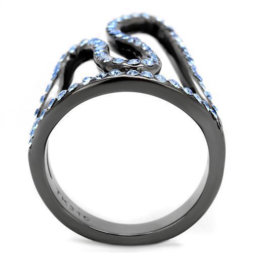 TK2695 - Stainless Steel Ring IP Light Black  (IP Gun) Women Top Grade Crystal Aquamarine