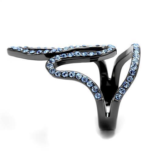 TK2695 - Stainless Steel Ring IP Light Black  (IP Gun) Women Top Grade Crystal Aquamarine