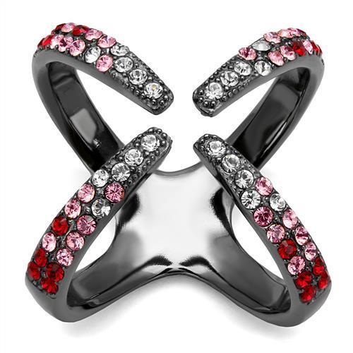 TK2696 - Stainless Steel Ring IP Light Black  (IP Gun) Women Top Grade Crystal Multi Color