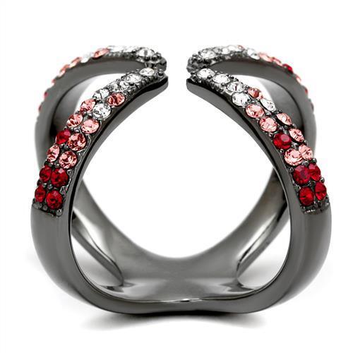 TK2696 - Stainless Steel Ring IP Light Black  (IP Gun) Women Top Grade Crystal Multi Color