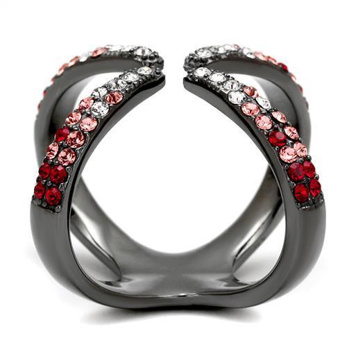 TK2696 - Stainless Steel Ring IP Light Black  (IP Gun) Women Top Grade Crystal Multi Color