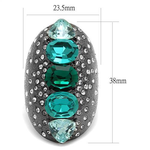 TK2698 - Stainless Steel Ring IP Light Black  (IP Gun) Women Top Grade Crystal Multi Color