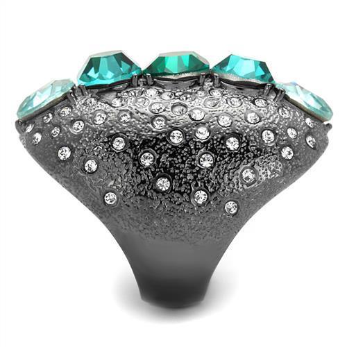 TK2698 - Stainless Steel Ring IP Light Black  (IP Gun) Women Top Grade Crystal Multi Color