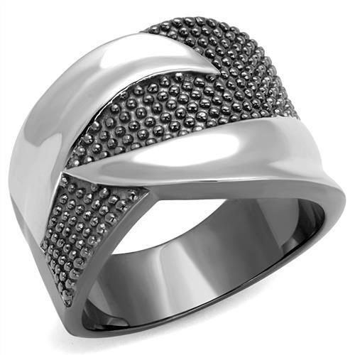 TK2700 - Stainless Steel Ring Two Tone IP Light Black (IP Gun) Women No Stone No Stone