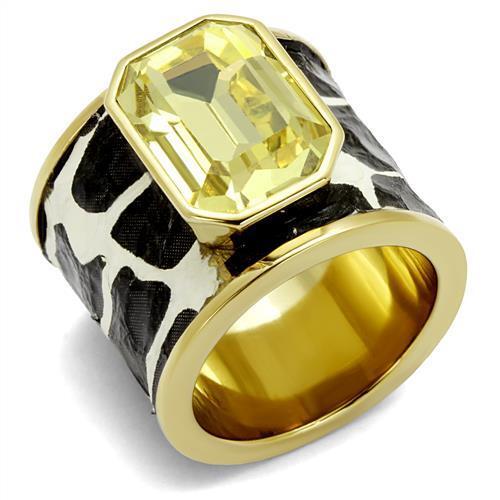 TK2701 - Stainless Steel Ring IP Gold(Ion Plating) Women Top Grade Crystal Citrine Yellow