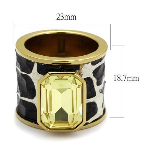 TK2701 - Stainless Steel Ring IP Gold(Ion Plating) Women Top Grade Crystal Citrine Yellow