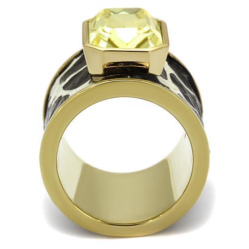 TK2701 - Stainless Steel Ring IP Gold(Ion Plating) Women Top Grade Crystal Citrine Yellow