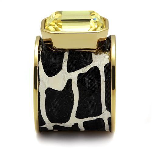 TK2701 - Stainless Steel Ring IP Gold(Ion Plating) Women Top Grade Crystal Citrine Yellow