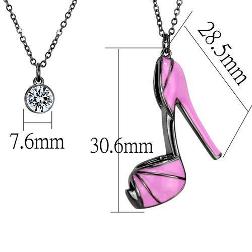 TK2703 - Stainless Steel Chain Pendant IP Light Black  (IP Gun) Women Top Grade Crystal Clear