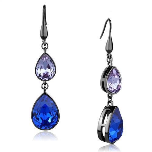 TK2706 - Stainless Steel Earrings IP Light Black  (IP Gun) Women Top Grade Crystal Multi Color