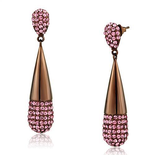 TK2707 - Stainless Steel Earrings IP Coffee light Women Top Grade Crystal Light Peach