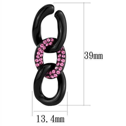 TK2711 - Stainless Steel Earrings IP Black(Ion Plating) Women Top Grade Crystal Light Peach