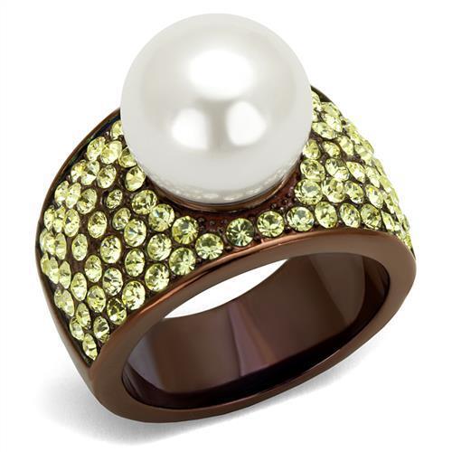 TK2715 - Stainless Steel Ring IP Coffee light Women Synthetic White