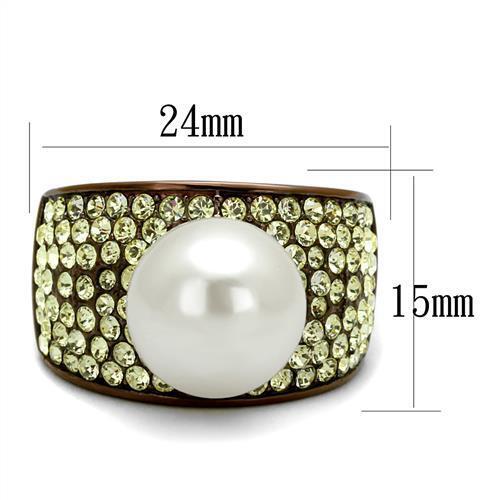 TK2715 - Stainless Steel Ring IP Coffee light Women Synthetic White