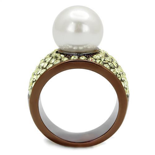 TK2715 - Stainless Steel Ring IP Coffee light Women Synthetic White